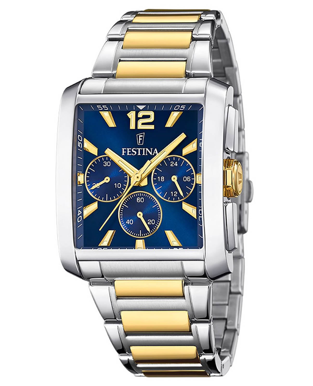 Festina Festina Timeless Chrono F20637/1  F20637/1 кварцевые мужские часы синий циферблат, браслет сталь c pvd покрытием — вид спереди