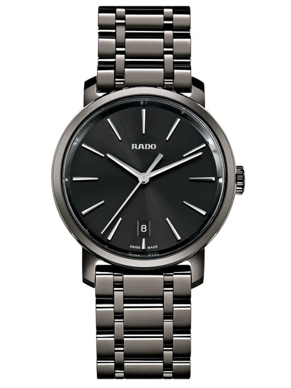 Rado Rado DiaMaster XL R14072177  R14072177 кварцевые мужские часы серебристый циферблат, браслет плазменная керамика — вид спереди