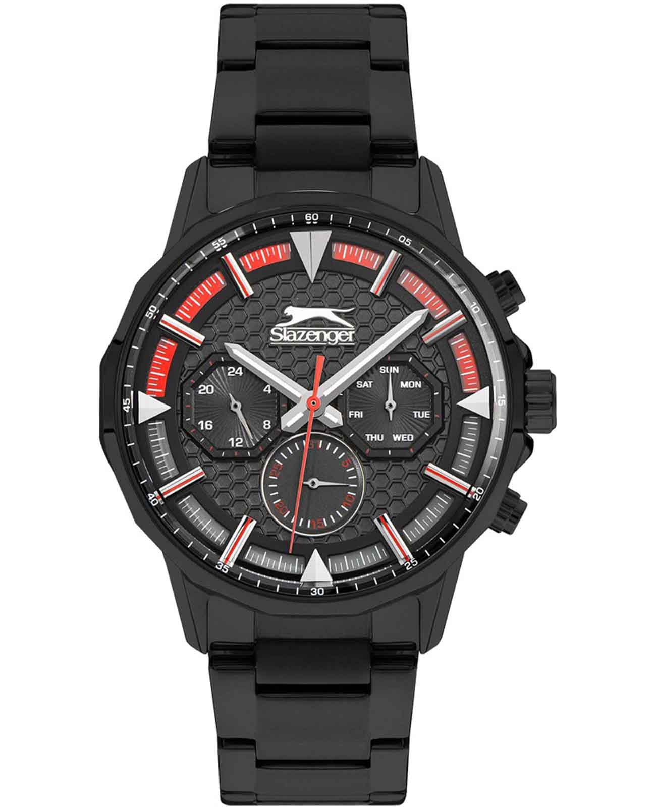 Slazenger Slazenger SL.09.2216.2.05  SL.09.2216.2.05 кварцевые мужские часы черный циферблат, браслет нержавеющая сталь с ip-покрытием — вид спереди