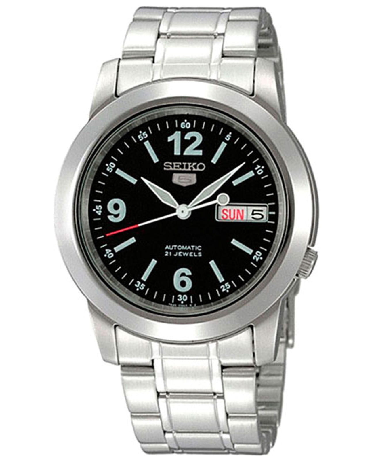 Seiko Seiko 5 Regular SNKE63J1  SNKE63J1 механические мужские часы черный циферблат, браслет нержавеющая сталь — вид спереди