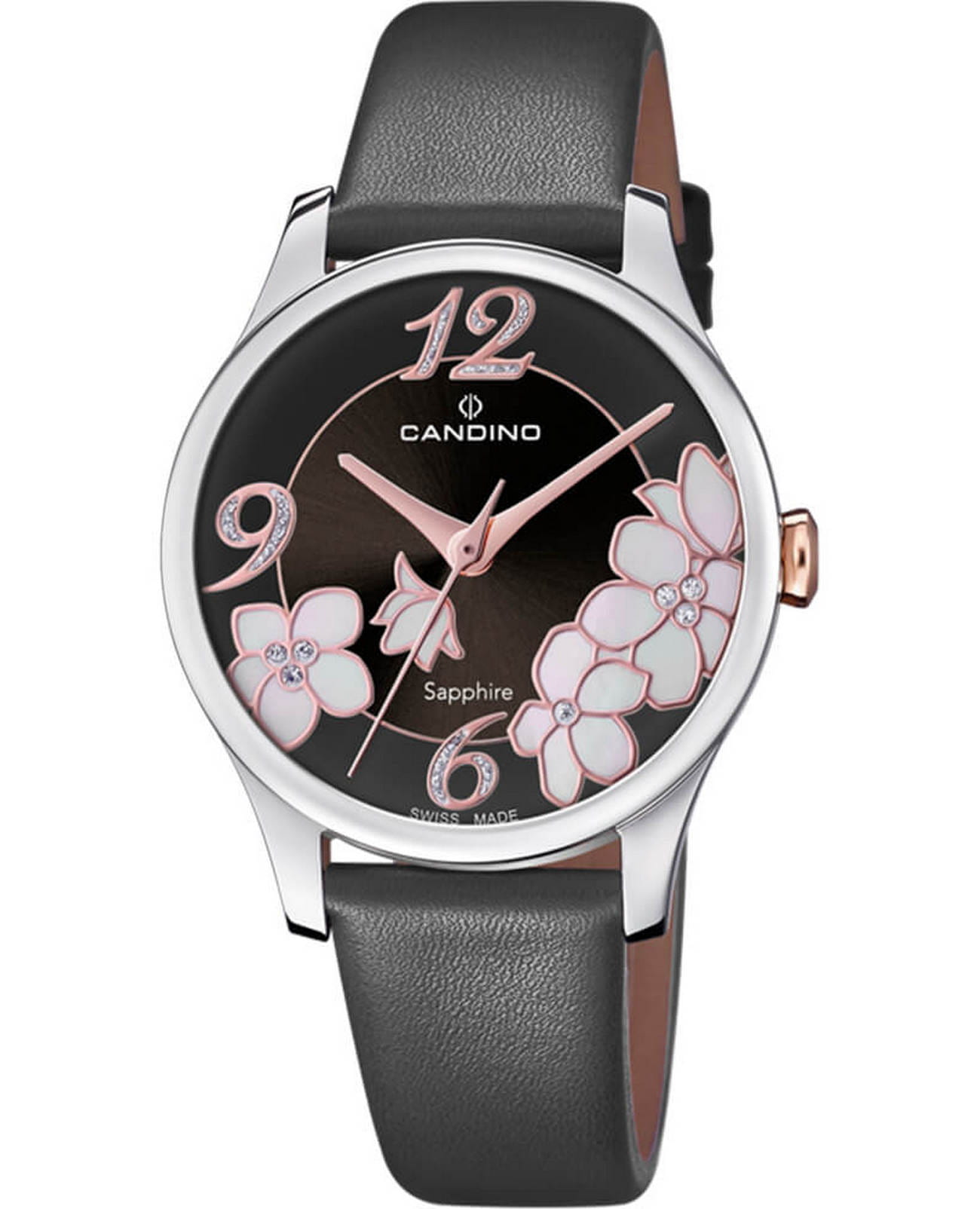 Candino Candino Elegance C4720/6  C4720/6 кварцевые женские часы белый циферблат, браслет кожаный — вид спереди