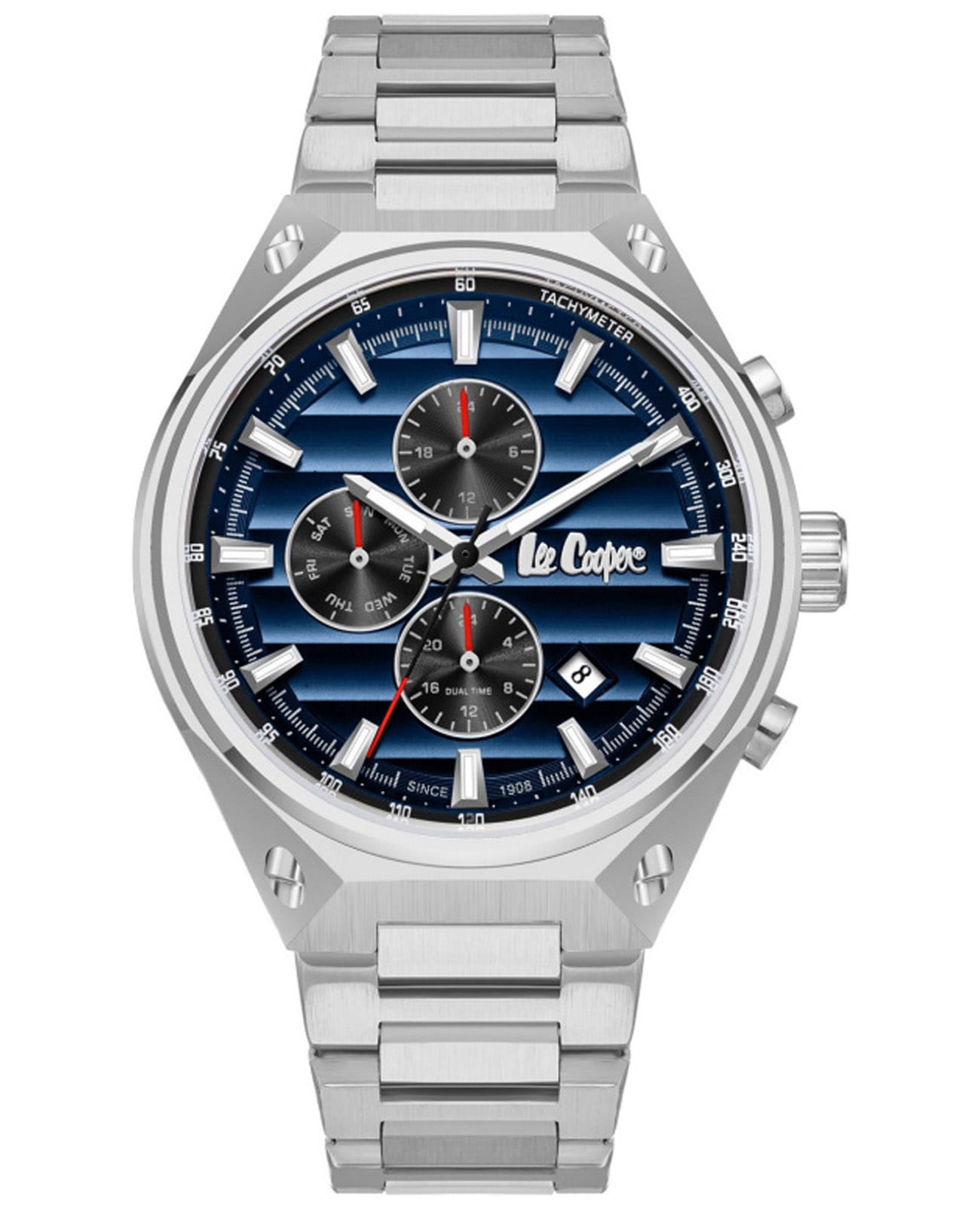 Lee Cooper Lee Cooper LC08026.390  LC08026.390 кварцевые мужские часы синий циферблат, браслет нержавеющая сталь — вид спереди