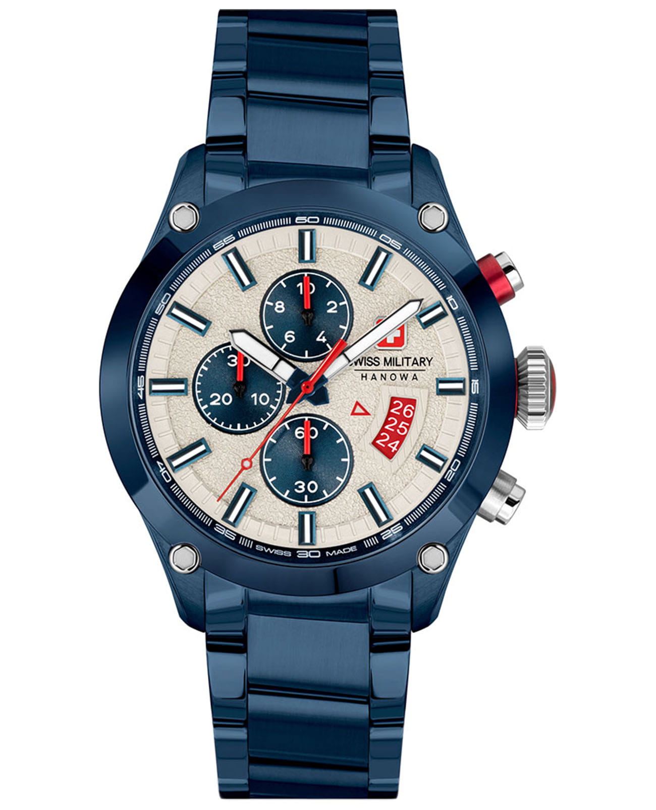 Swiss Military Hanowa Swiss Military Hanowa Aerograph SMWGI2101490  SMWGI2101490 кварцевые мужские часы бежевый циферблат, браслет сталь с ip покрытием — вид спереди