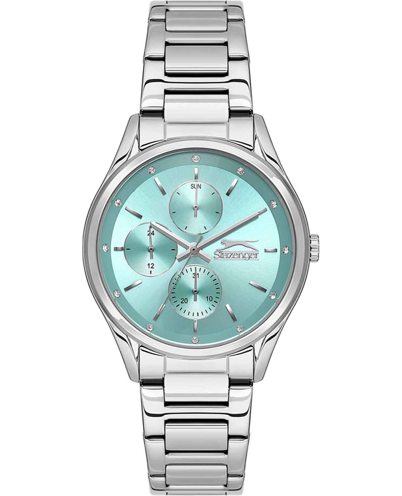 Slazenger Slazenger SL.09.2229.4.06  SL.09.2229.4.06 кварцевые женские часы бирюзовый циферблат, браслет нержавеющая сталь — вид спереди