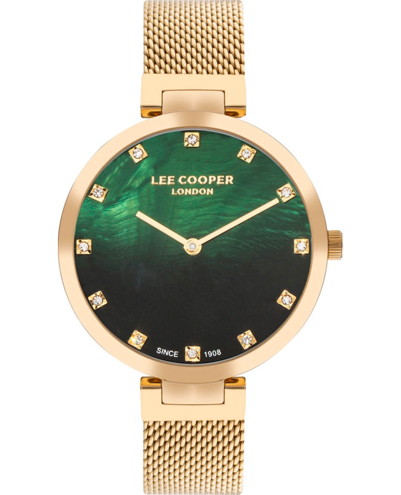 Lee Cooper Lee Cooper LC07806.270  LC07806.270 кварцевые женские часы зеленый циферблат, браслет нержавеющая сталь с pvd-покрытием — вид спереди
