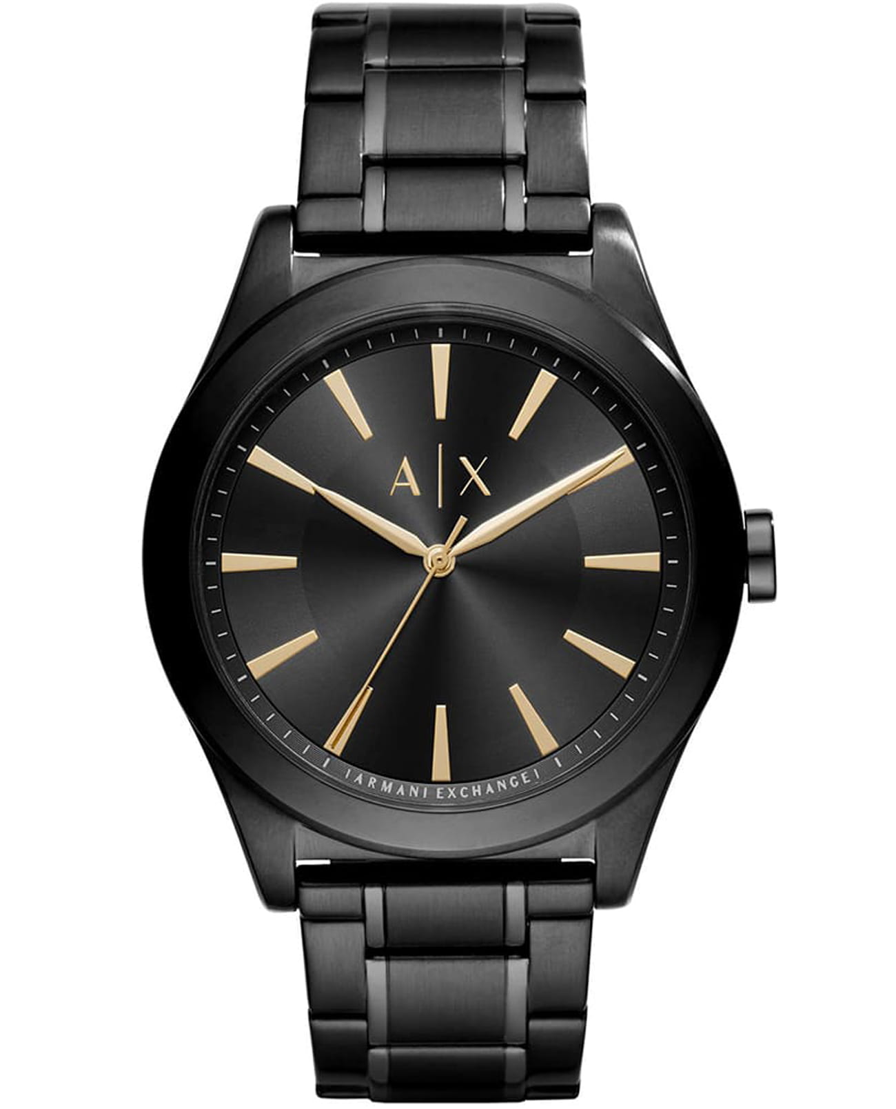 Armani Exchange Armani Exchange Fitz  AX7102  AX7102 кварцевые мужские часы черный циферблат, браслет сталь с ip покрытием — вид спереди