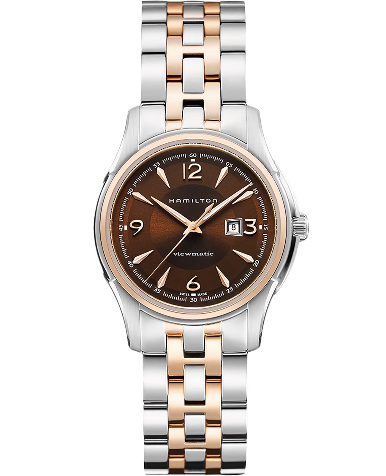 Hamilton Hamilton Jazzmaster Viewmatic Auto H32305195  H32305195 механические женские часы коричневый циферблат, браслет нержавеющая сталь с pvd-покрытием — вид спереди