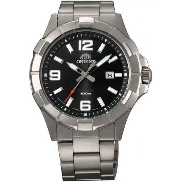 Orient Orient UNE6001B (FUNE6001B)  FUNE6001B  мужские часы черный циферблат, браслет  — вид спереди