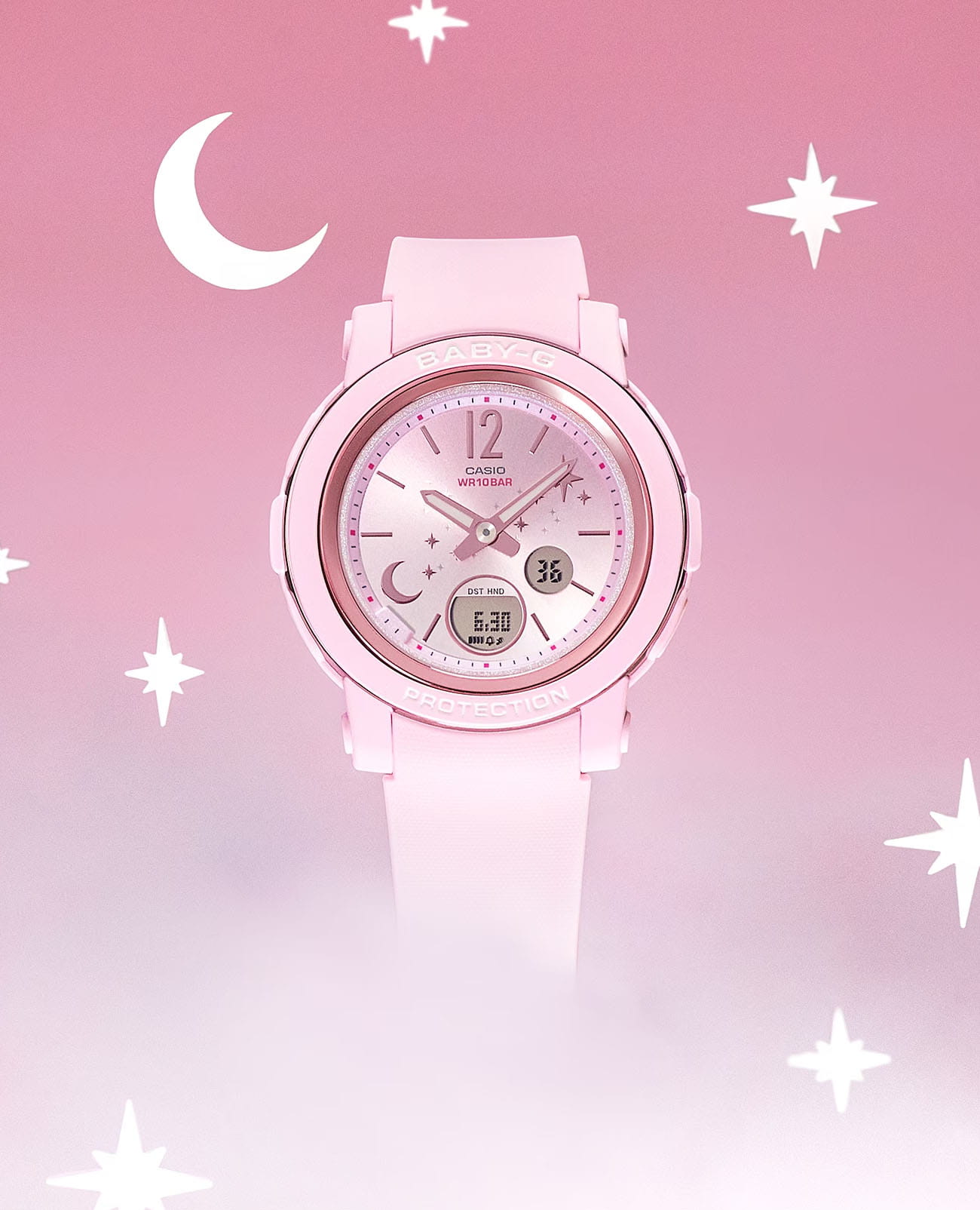 Casio Casio Baby-G BGA-290DS-4A кварцевые женские часы часы крупный план розовый циферблата