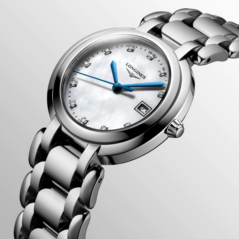 Longines Longines PrimaLuna L8.112.4.87.6 кварцевые женские часы часы крупный план серебристый циферблата