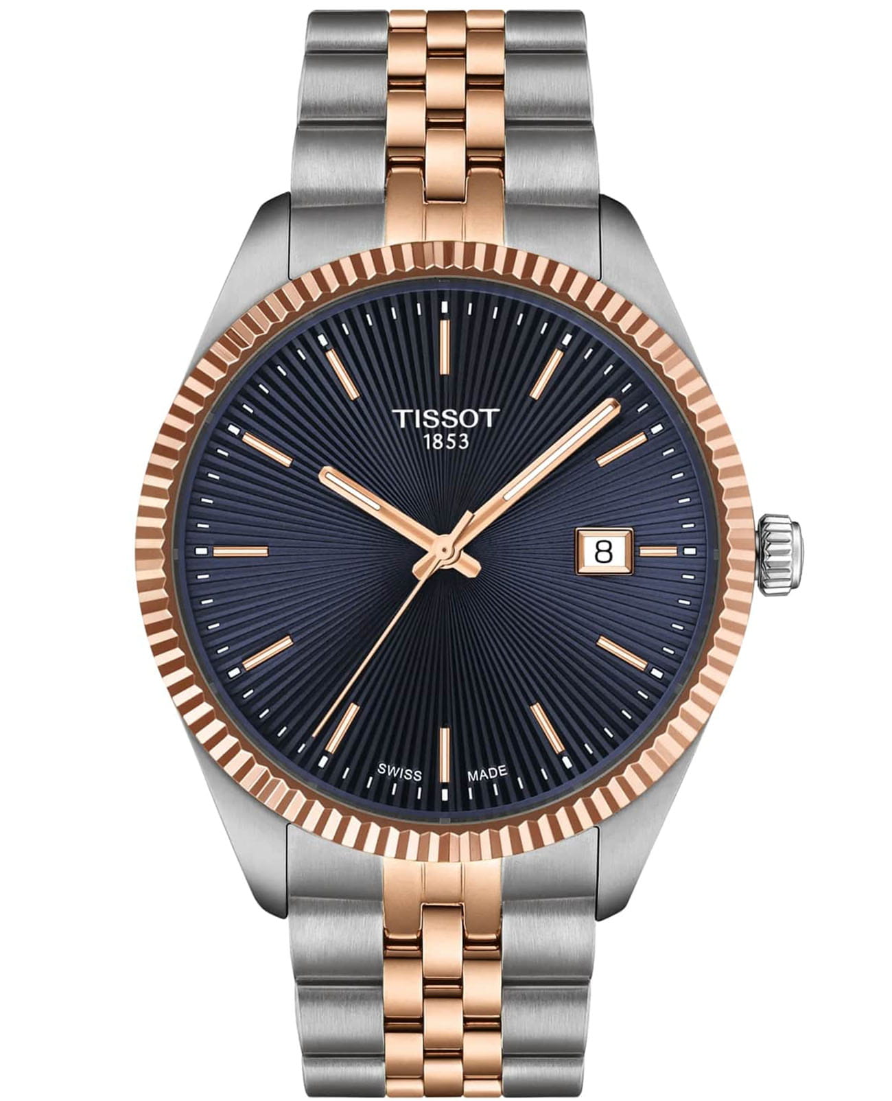Tissot Tissot Ballade 40mm T156.410.22.041.00 Ballade T1564102204100 кварцевые мужские часы синий циферблат, браслет нержавеющая сталь с pvd-покрытием — вид спереди