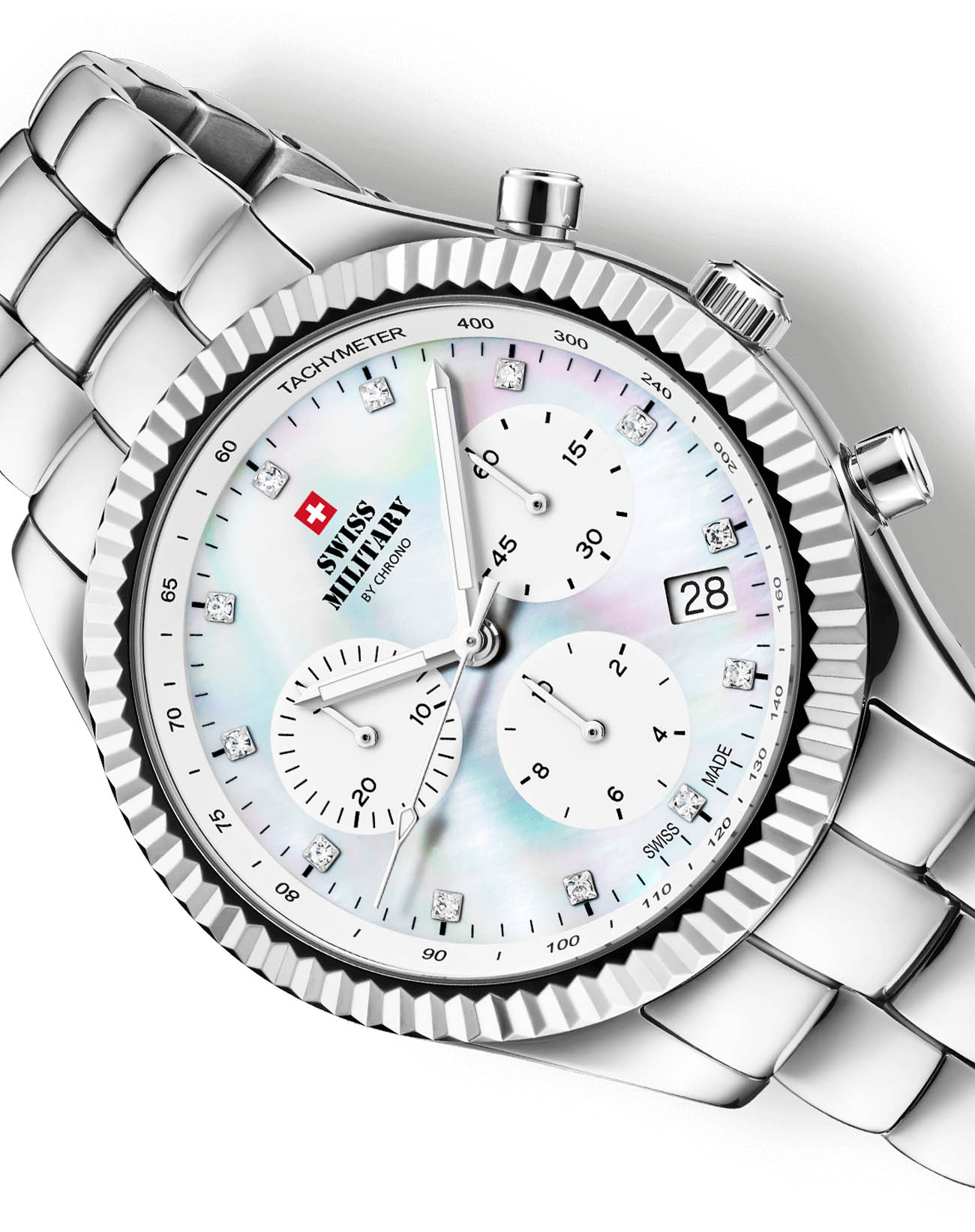 Swiss Military by Chrono Swiss Military by Chrono SM30207.02,  швейцария женские часы на браслете нержавеющая сталь боковой вид