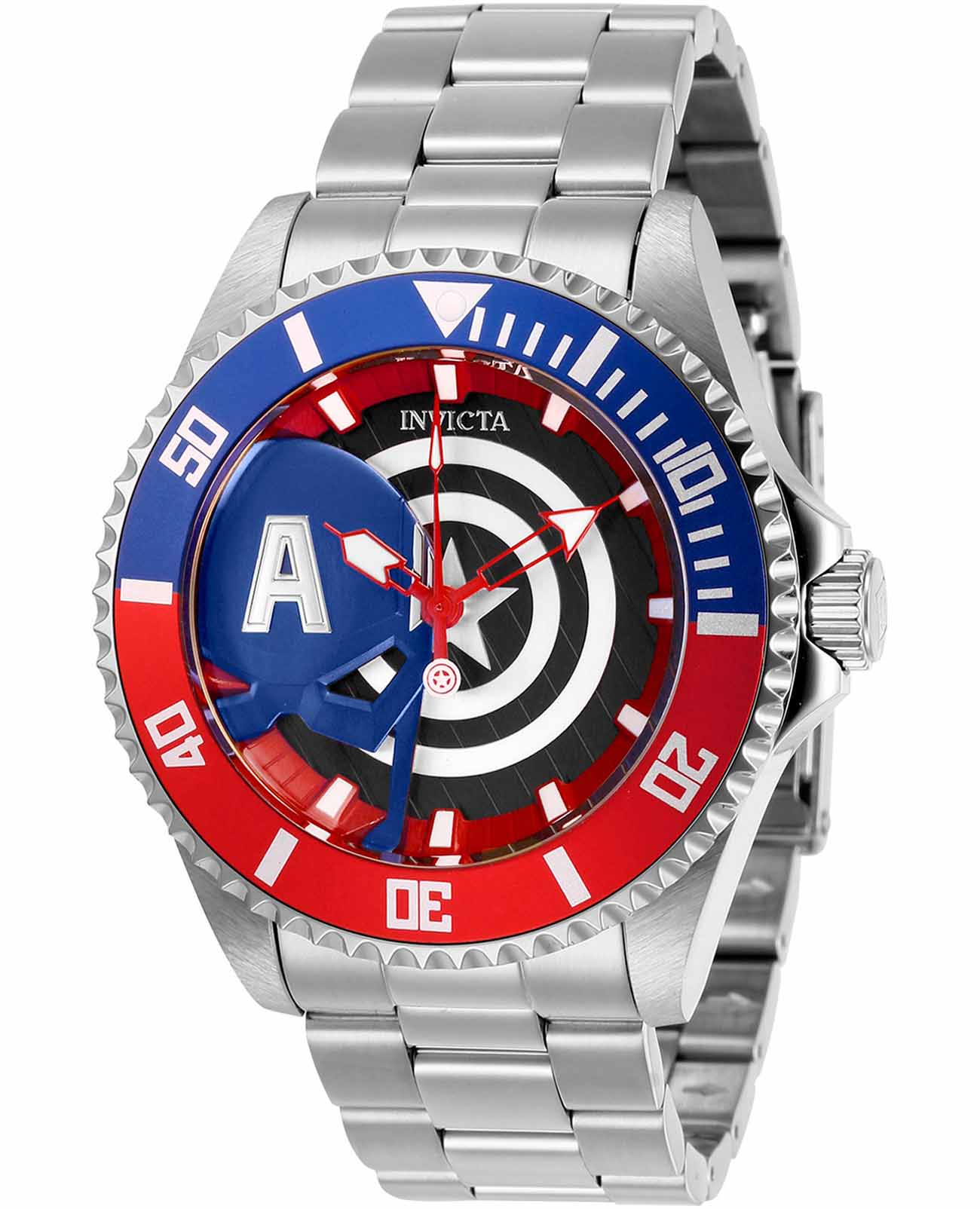 Invicta Invicta Marvel IN29680  IN29680 кварцевые мужские часы цветной циферблат, браслет нержавеющая сталь — вид спереди