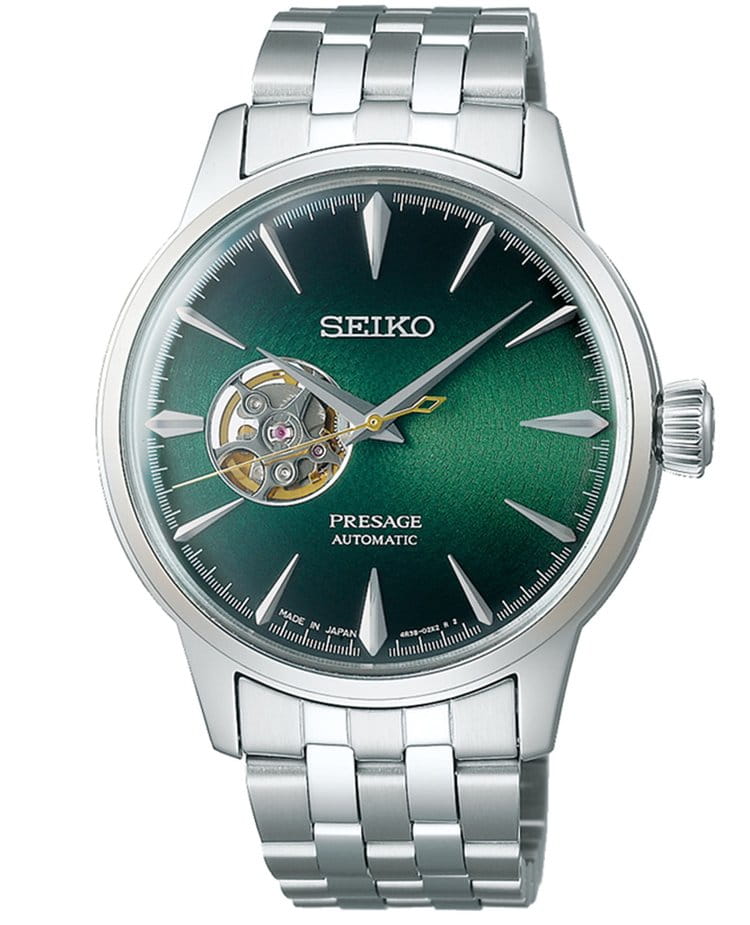 Seiko Seiko Presage SSA441J1  SSA441J1 механические мужские часы зеленый циферблат, браслет нержавеющая сталь — вид спереди