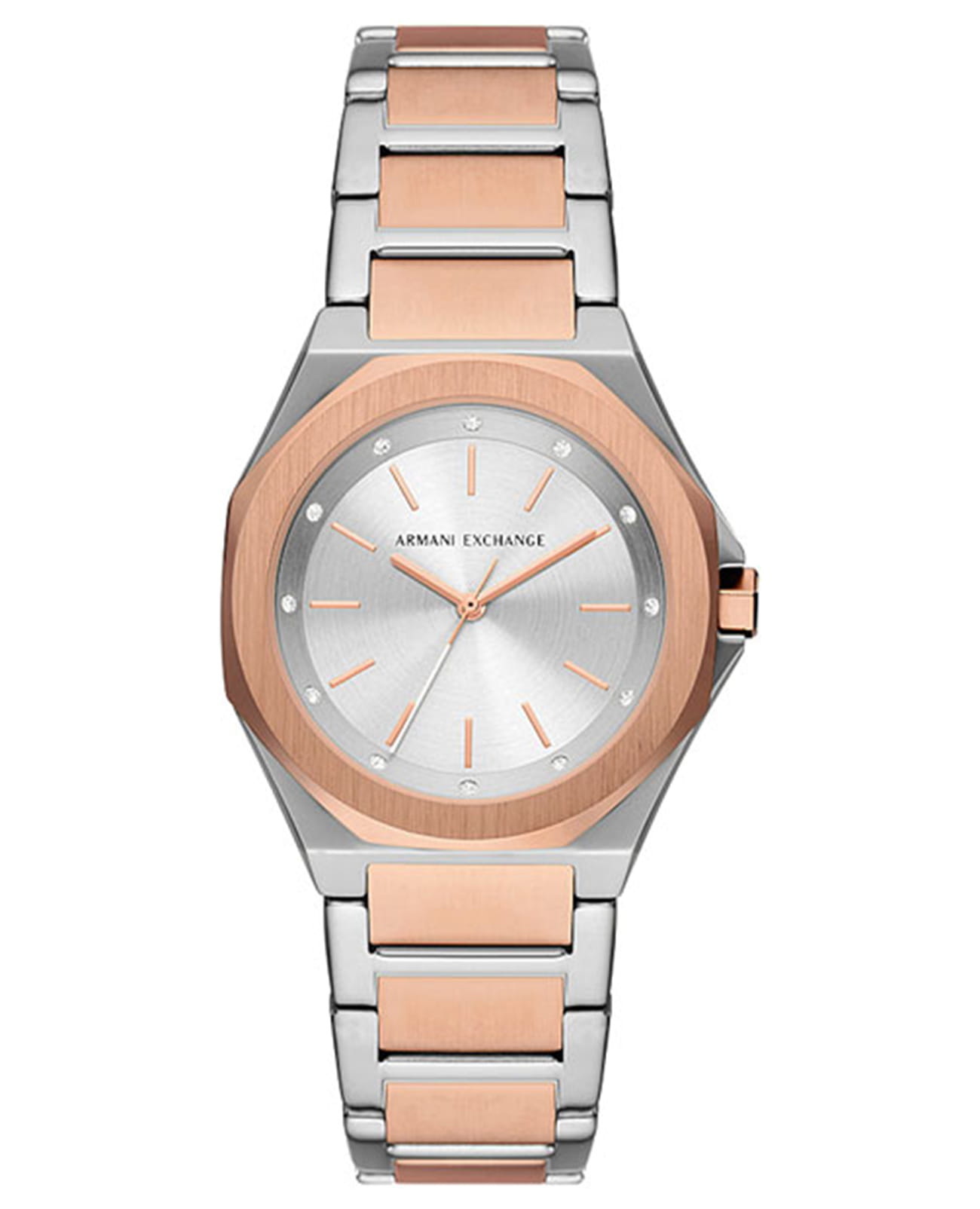 Armani Exchange Armani Exchange Andrea AX4607  AX4607 кварцевые мужские часы серебристый циферблат, браслет нержавеющая сталь — вид спереди