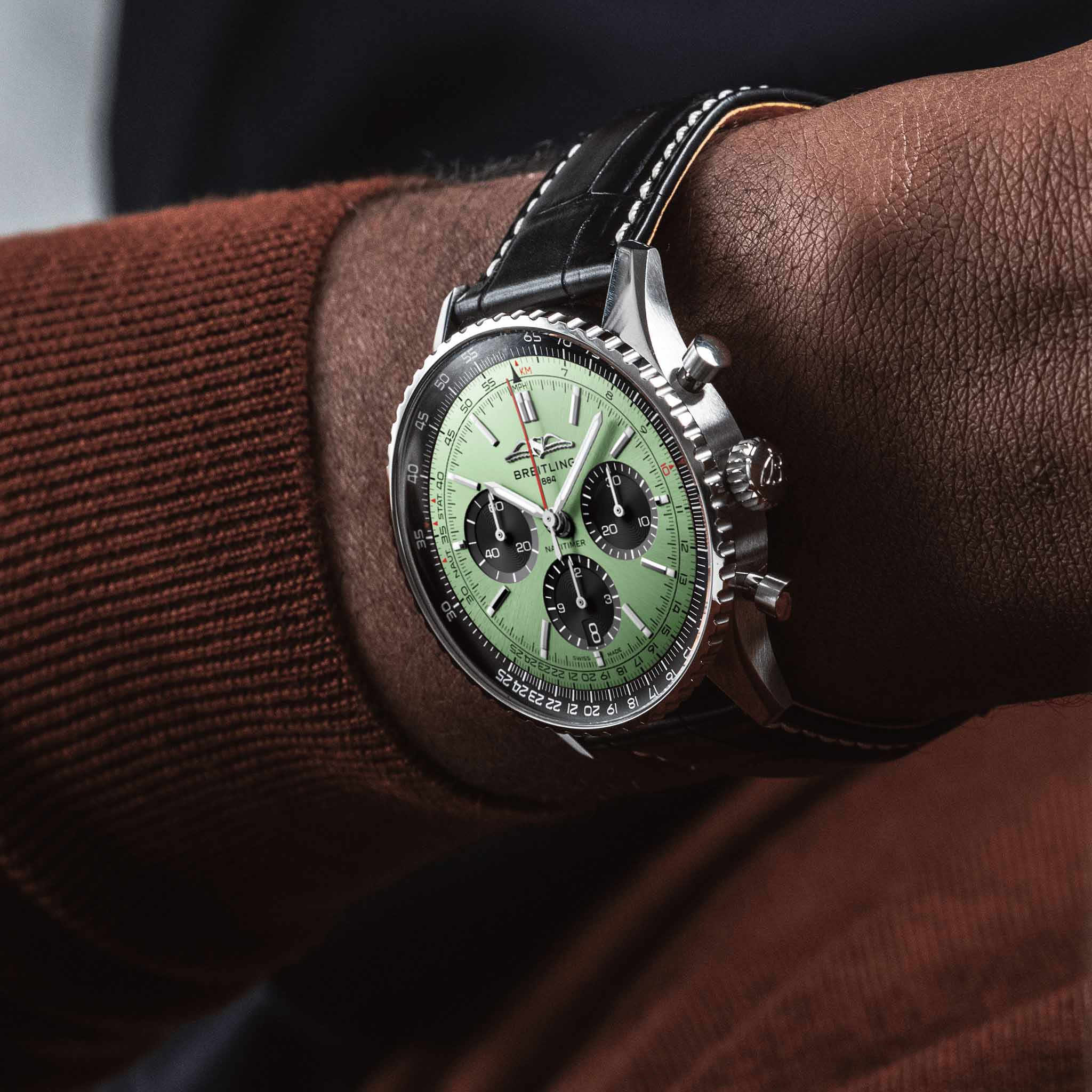 Оригинальные часы Breitling Breitling Navitimer B01 Chronograph 43 AB0138241L1P1 механические калибр механизма мануфактурный механизм breitling caliber b01 общий вид