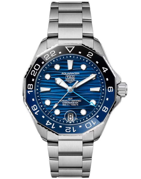 TAG Heuer TAG Heuer Aquaracer Professional 300 GMT WBP5114.BA0013  WBP5114.BA0013 механические мужские часы синий циферблат, браслет нержавеющая сталь — вид спереди