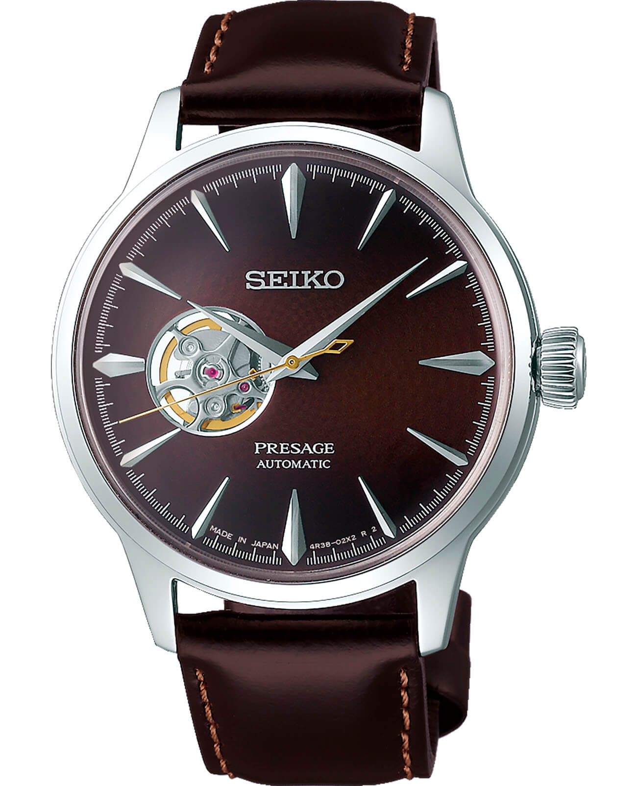 Seiko Seiko Presage SSA407J1  SSA407J1 механические мужские часы коричневый циферблат, браслет кожаный — вид спереди