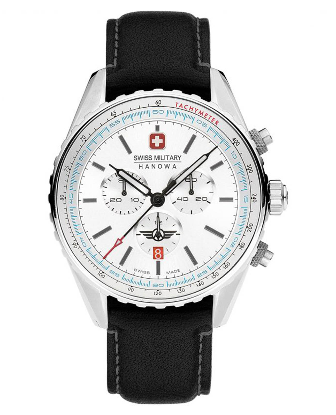 Swiss Military Hanowa Swiss Military Hanowa SMWGC0000302  SMWGC0000302 кварцевые мужские часы белый циферблат, браслет кожаный — вид спереди