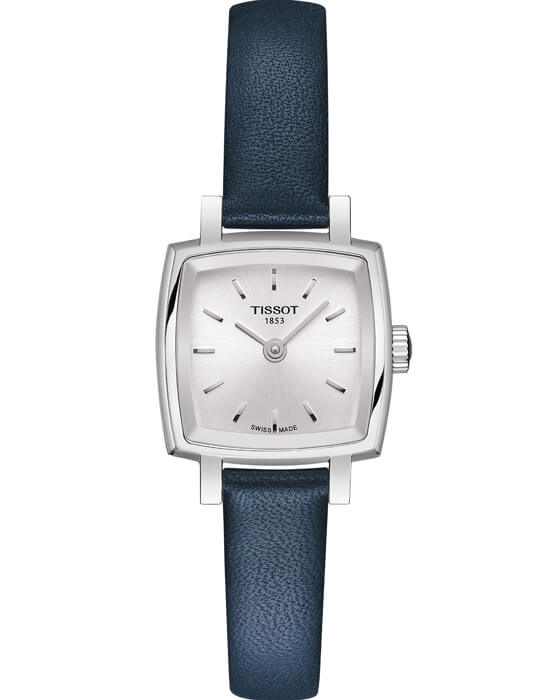 Tissot Tissot Lovely Square T058.109.16.031.00 Lovely T0581091603100 кварцевые женские часы серебристый циферблат, браслет кожаный — вид спереди