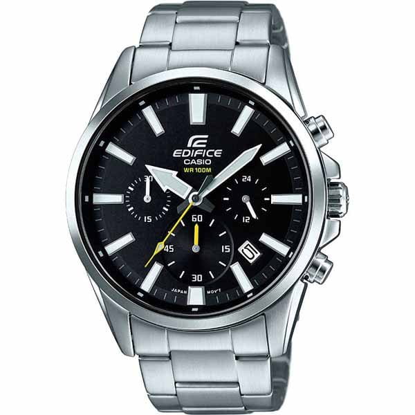 Casio Casio Edifice EFV-510D-1A EFV EFV-510D-1A автокварц (кинетик) мужские часы черный циферблат, браслет нержавеющая сталь — вид спереди