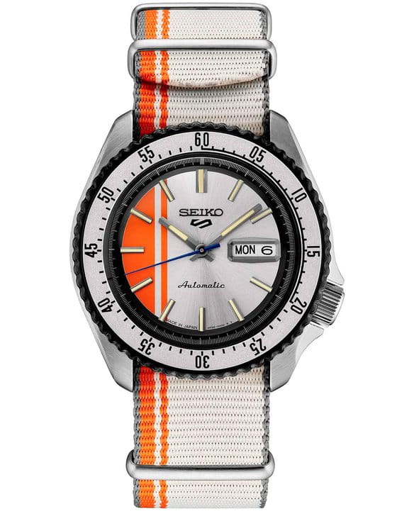 Seiko Seiko 5 Sports SRPK73  SRPK73 механические мужские часы  циферблат, браслет тканевый — вид спереди