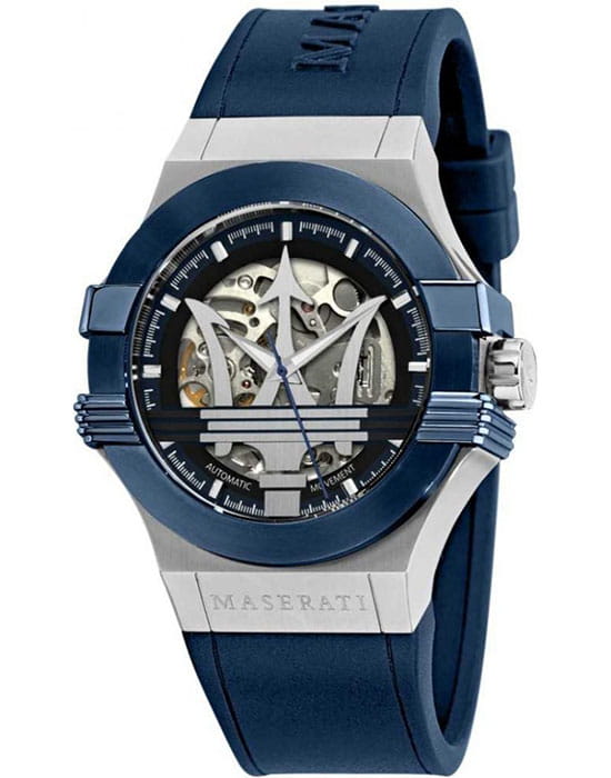 Maserati Maserati AQUA EDITION R8821108035  R8821108035 механические мужские часы черный циферблат, браслет каучук — вид спереди