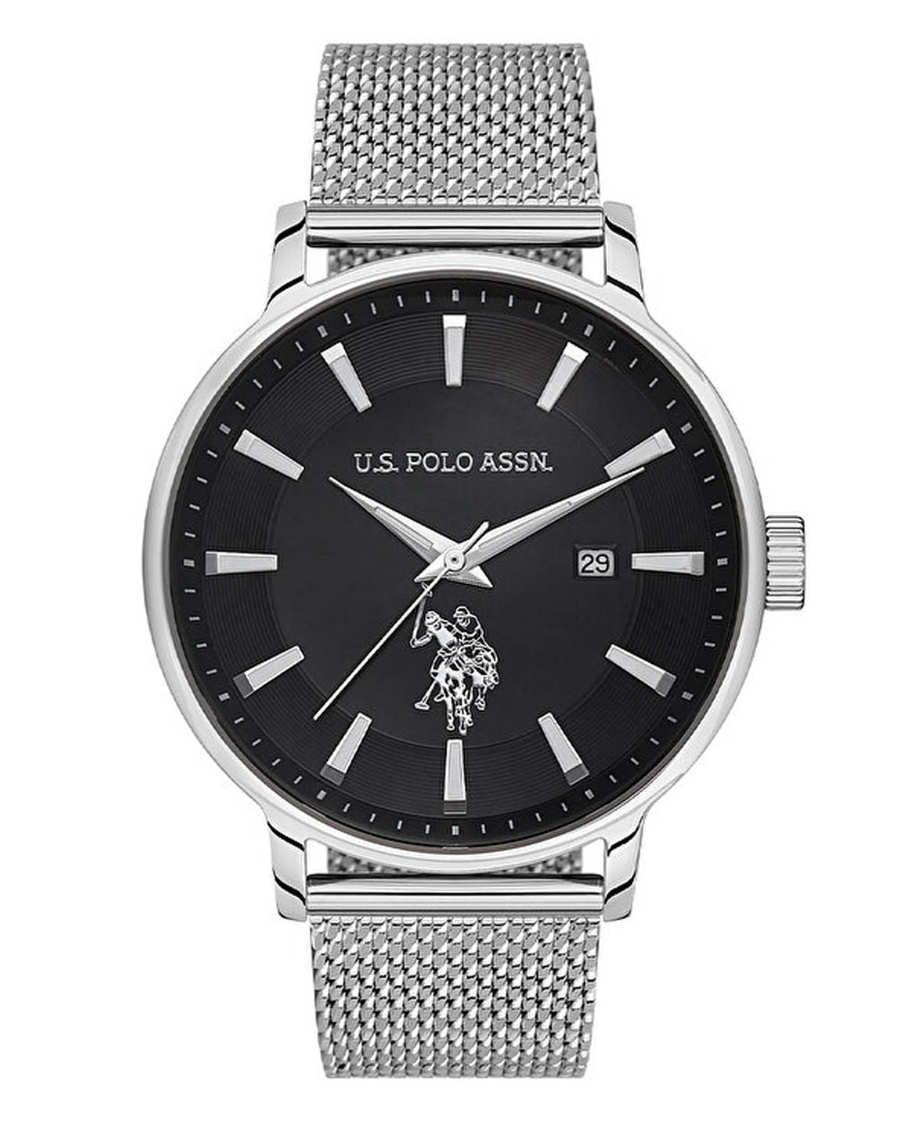 U.S. Polo Assn. U.S. Polo Assn. Fundamental USPA1070-03  USPA1070-03 кварцевые мужские часы черный циферблат, браслет нержавеющая сталь — вид спереди