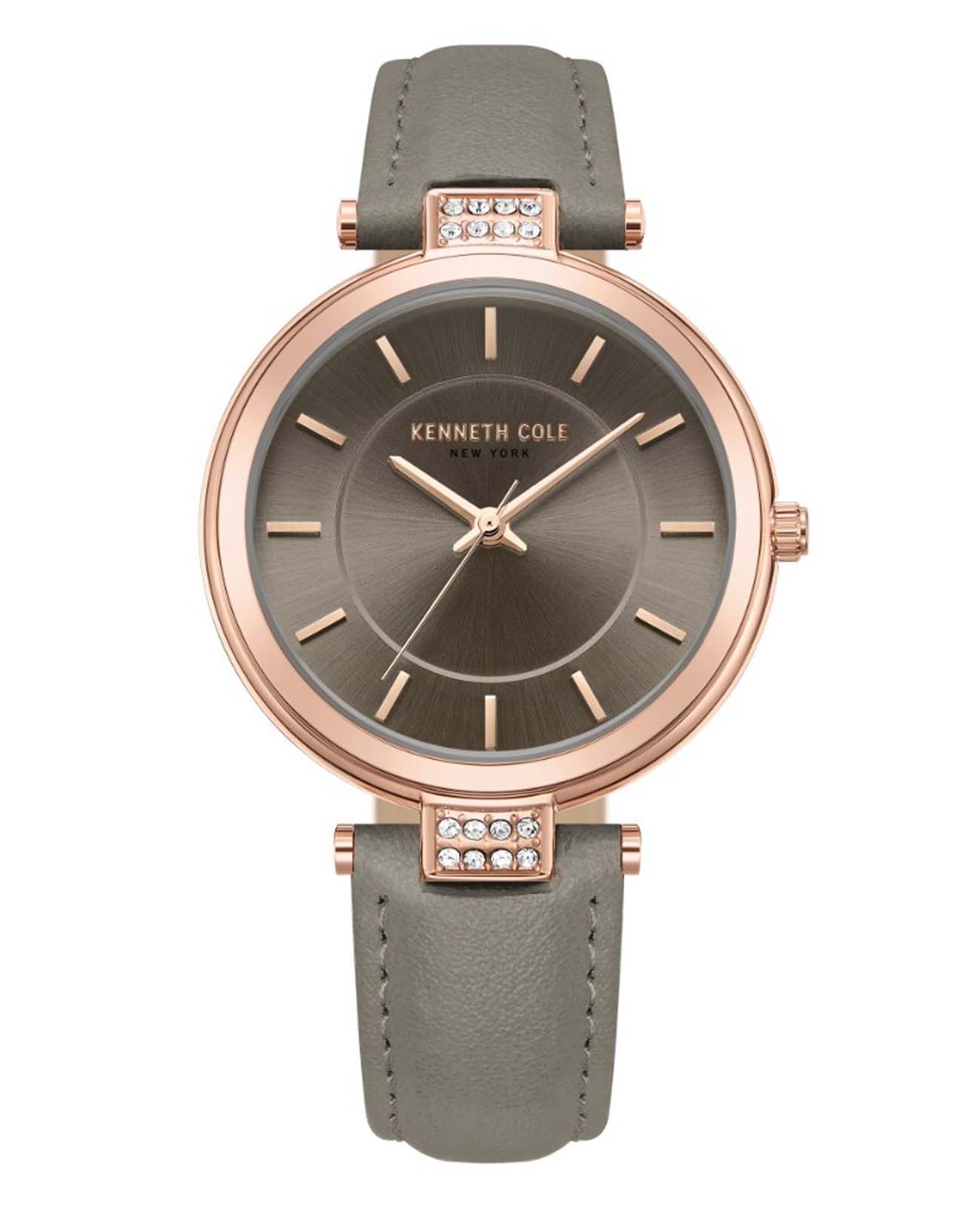 Kenneth Cole Kenneth Cole Modern Classic KCWLA0026702  KCWLA0026702 кварцевые женские часы серый циферблат, браслет кожаный — вид спереди