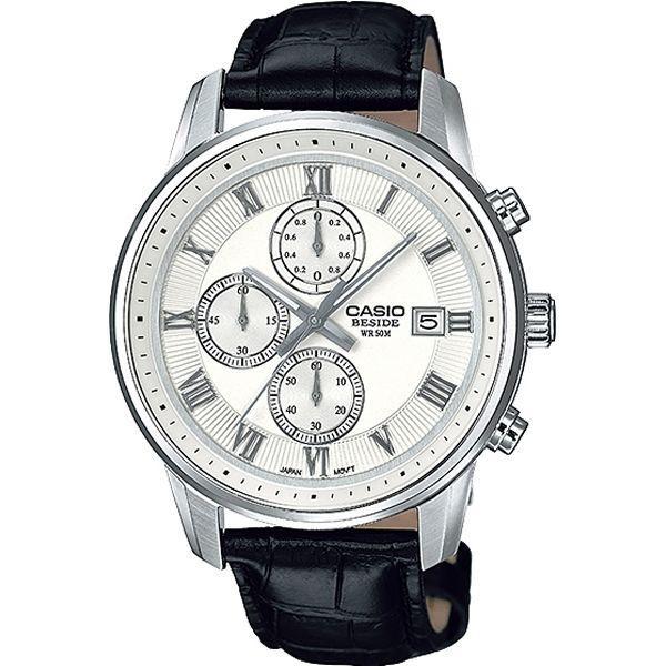 Casio Casio BEM-511L-7A  BEM-511L-7A кварцевые мужские часы серый циферблат, браслет кожа + текстиль — вид спереди