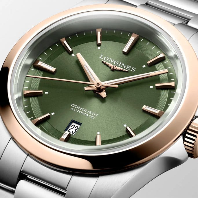 Оригинальные часы Longines Longines Conquest L3.320.5.02.6 механические калибр механизма l592 общий вид