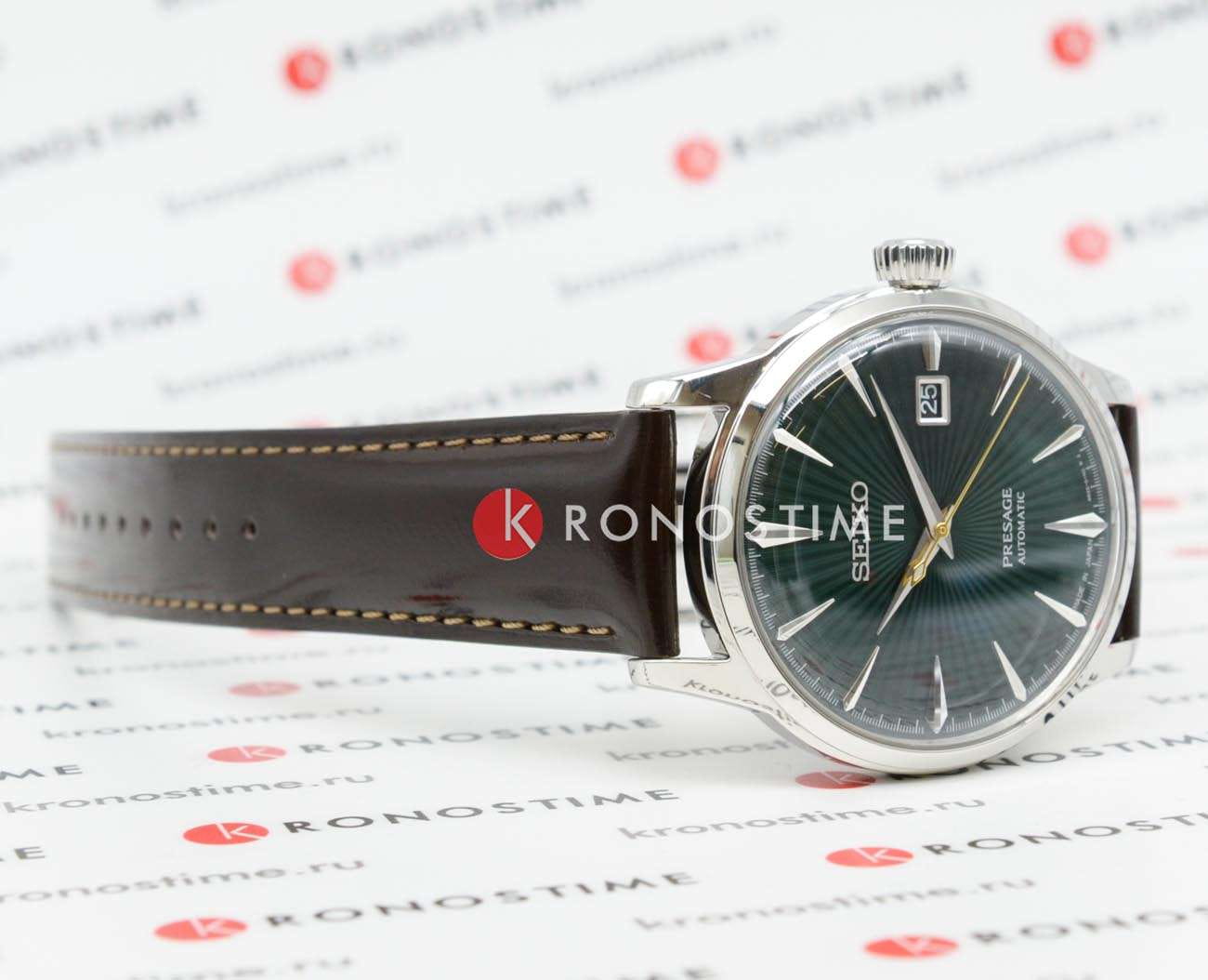 Seiko Seiko Presage SRPD37J1 механические мужские часы часы крупный план зеленый циферблата