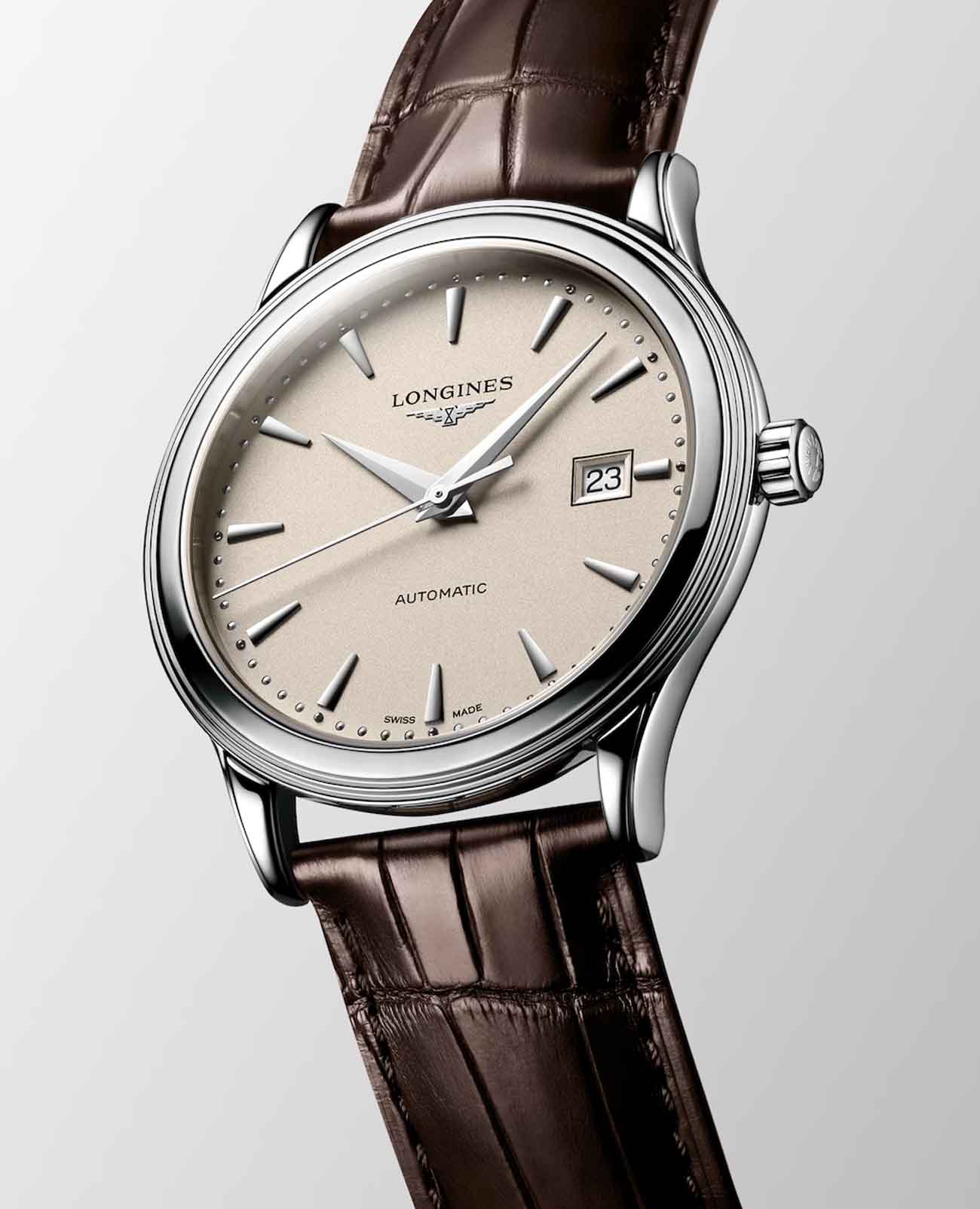 Longines Longines Flagship L4.984.4.79.2, flagship швейцария мужские часы на браслете кожаный боковой вид