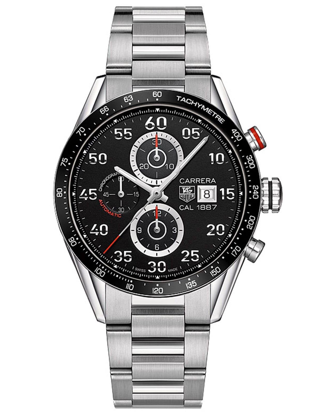 TAG Heuer TAG Heuer Carrera CAR2A10.BA0799  CAR2A10.BA0799 механические мужские часы черный циферблат, браслет нержавеющая сталь — вид спереди