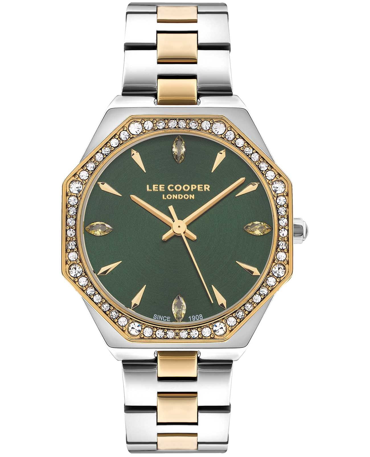 Lee Cooper Lee Cooper LC07599.270  LC07599.270 кварцевые женские часы зеленый циферблат, браслет нержавеющая сталь с ip-покрытием — вид спереди