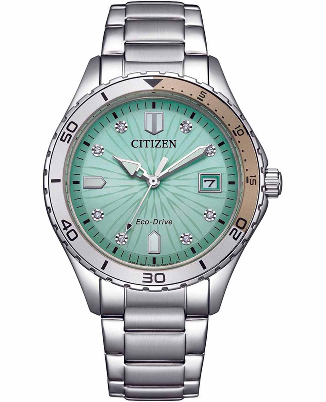 Citizen Citizen Eco-Drive FE6170-88L  FE6170-88L кварцевые женские часы бирюзовый циферблат, браслет нержавеющая сталь — вид спереди