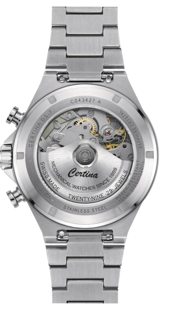 Certina Certina DS-7 Chrono Auto C043.427.11.041.00  — детали корпуса и нержавеющая сталь