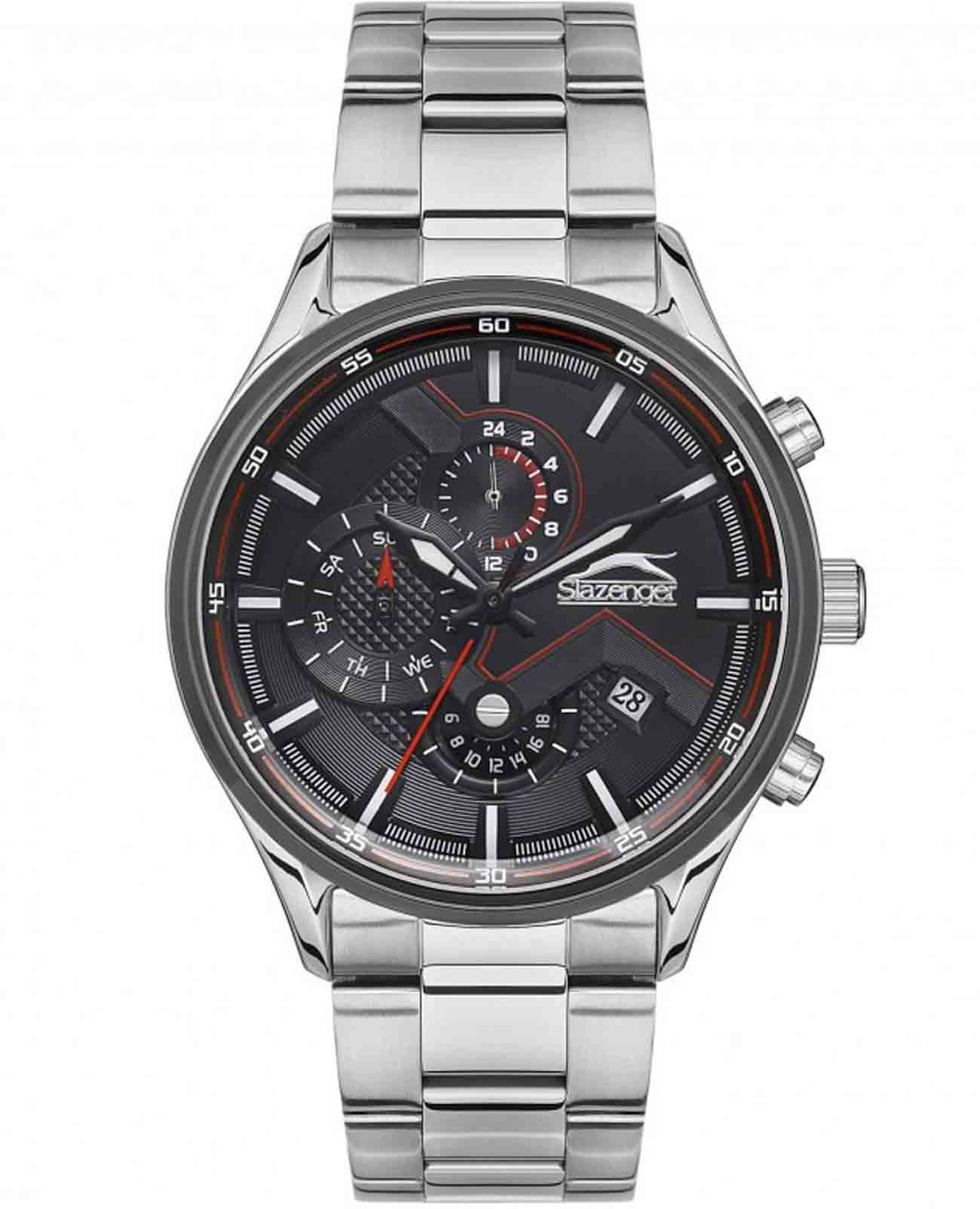 Slazenger Slazenger SL.09.2146.2.01  SL.09.2146.2.01 кварцевые мужские часы черный циферблат, браслет суперметалл — вид спереди