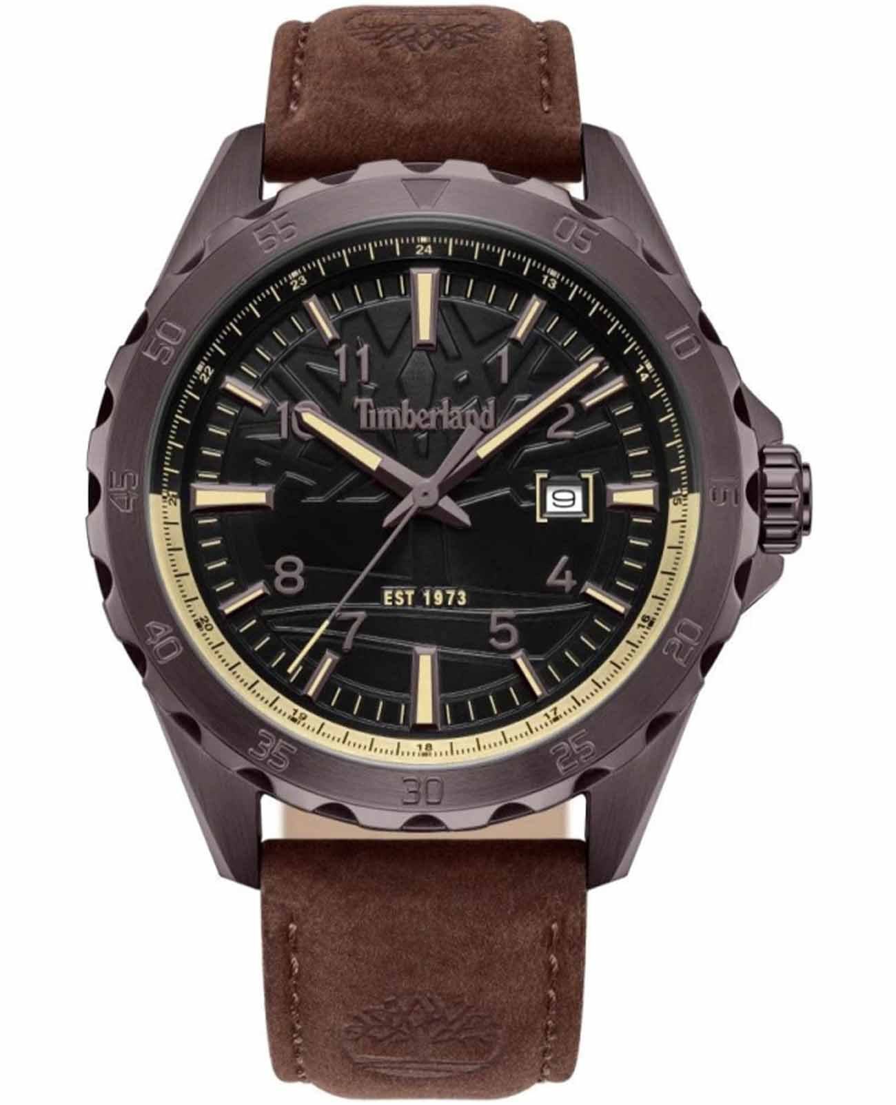 Timberland Timberland TDWGB0055802  TDWGB0055802 кварцевые мужские часы черный циферблат, браслет кожаный — вид спереди