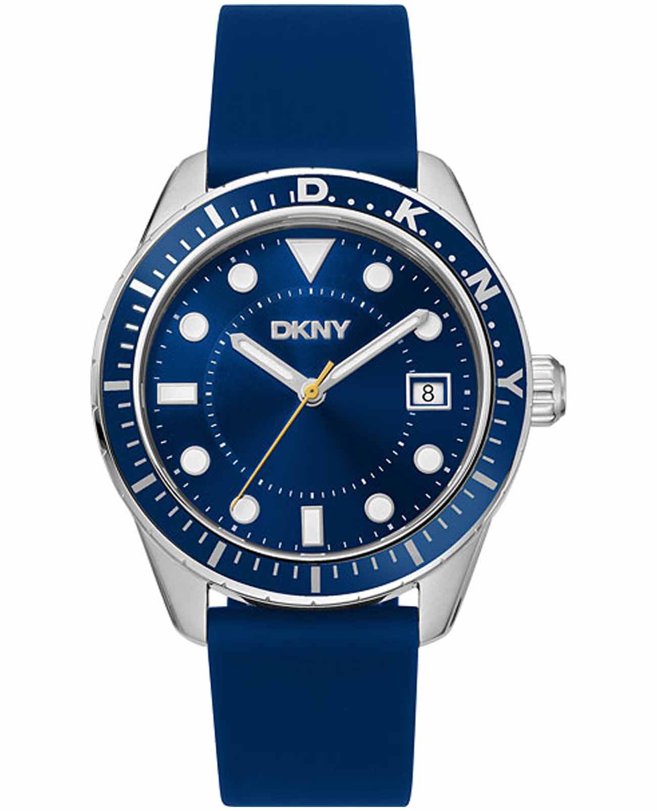 DKNY DKNY Crosby Sport DK1G050P0025  DK1G050P0025 кварцевые мужские часы синий циферблат, браслет силикон — вид спереди