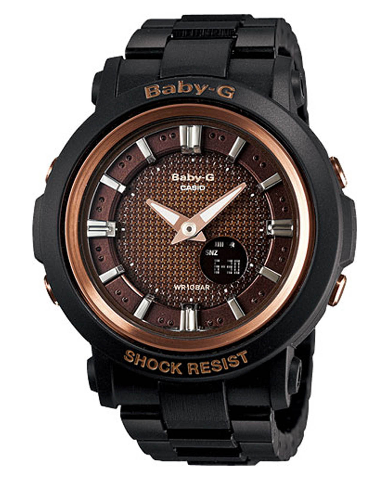 Casio Casio Baby-G BGA-301-1A  BGA-301-1A кварцевые женские часы коричневый циферблат, браслет пластик — вид спереди