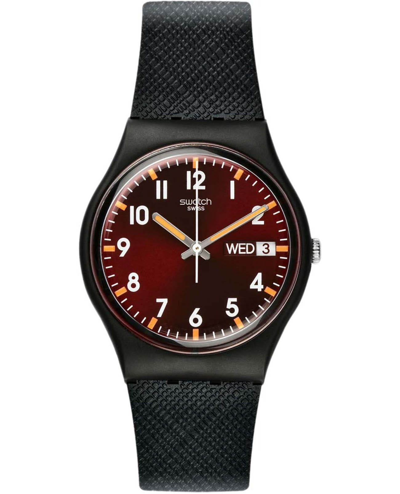 Swatch Swatch Gent Standard GB753  GB753 кварцевые женские часы бордовый циферблат, браслет силикон — вид спереди