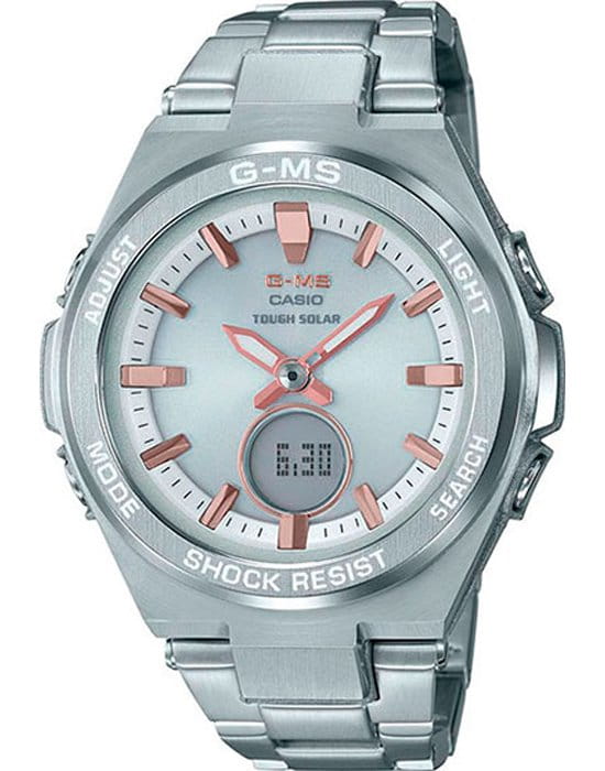 Casio Casio Baby-G MSG-S200D-7A  MSG-S200D-7AER кварцевые женские часы серый циферблат, браслет нержавеющая сталь — вид спереди