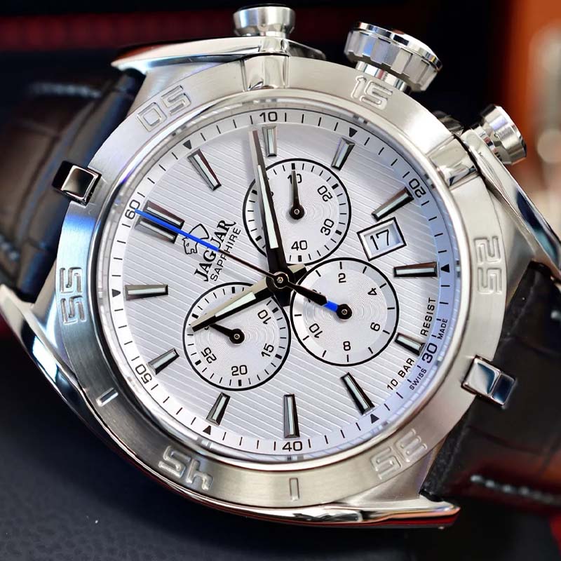 Jaguar Jaguar Executive Chrono J857/A,  швейцария мужские часы на браслете кожаный боковой вид