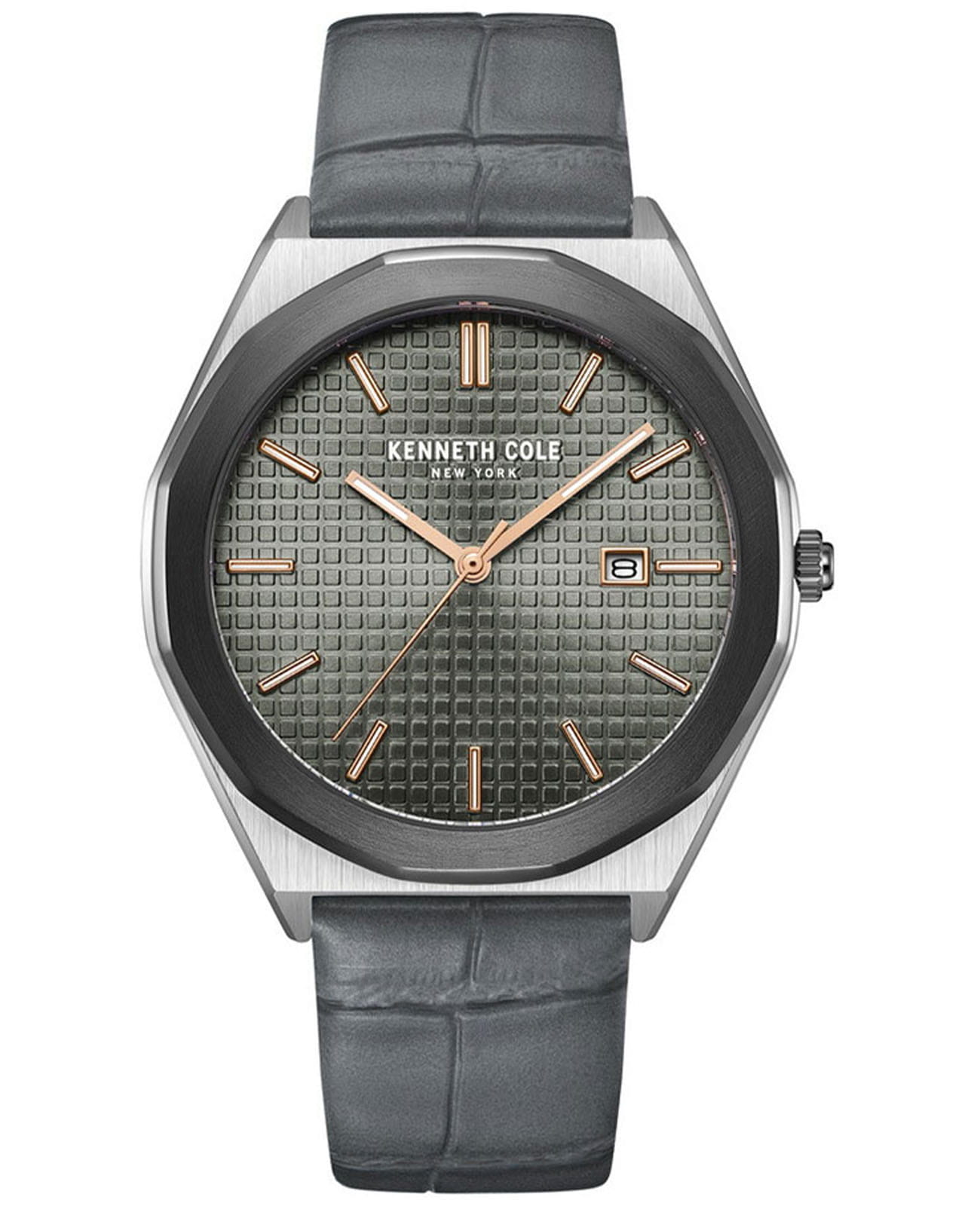 Kenneth Cole Kenneth Cole Classic KCWGB2234202  KCWGB2234202 кварцевые мужские часы серый циферблат, браслет кожаный — вид спереди