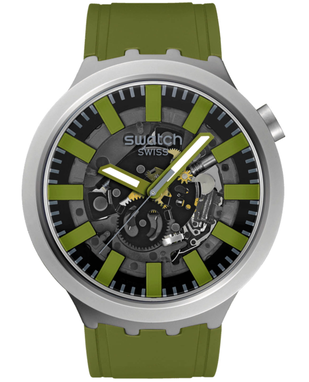 Swatch Swatch Big Bold Irony Standard SB07S118  SB07S118 кварцевые мужские часы серый циферблат, браслет резина — вид спереди