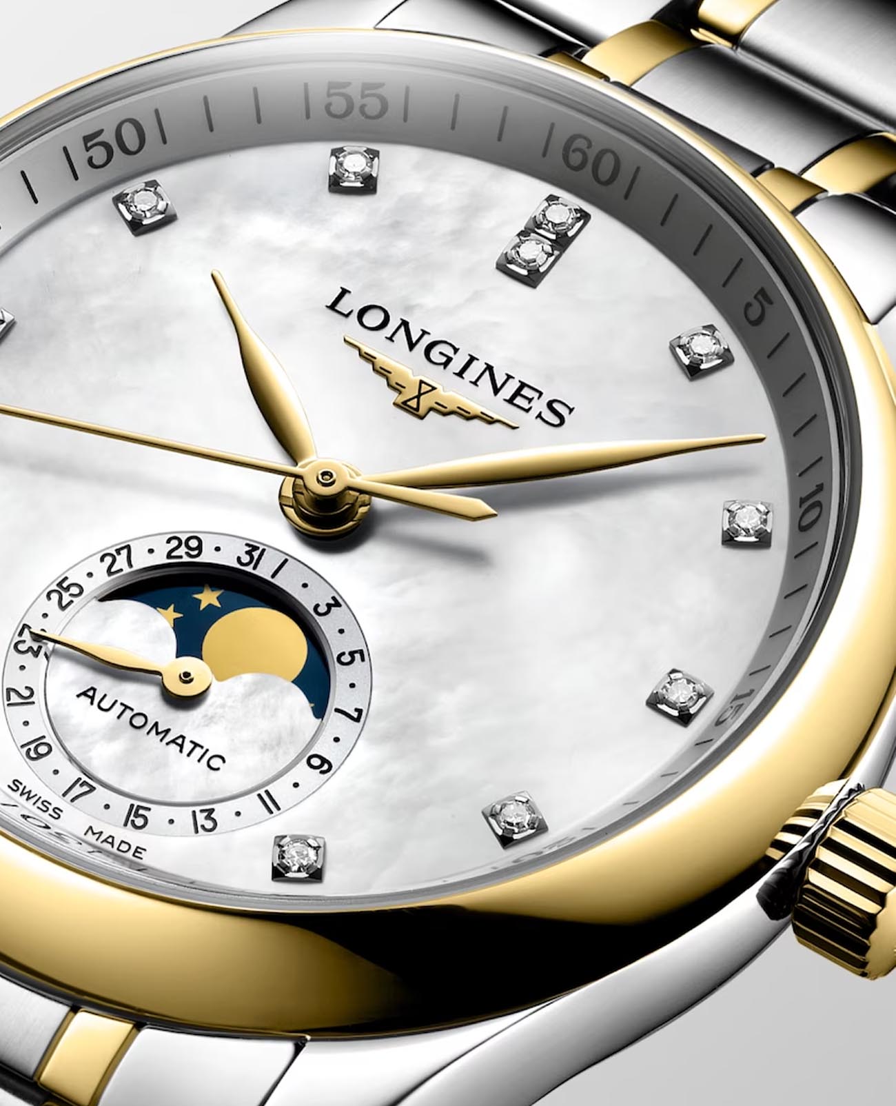 Longines Longines Master Collection L2.409.5.87.7 механические женские часы часы крупный план перламутровый циферблата