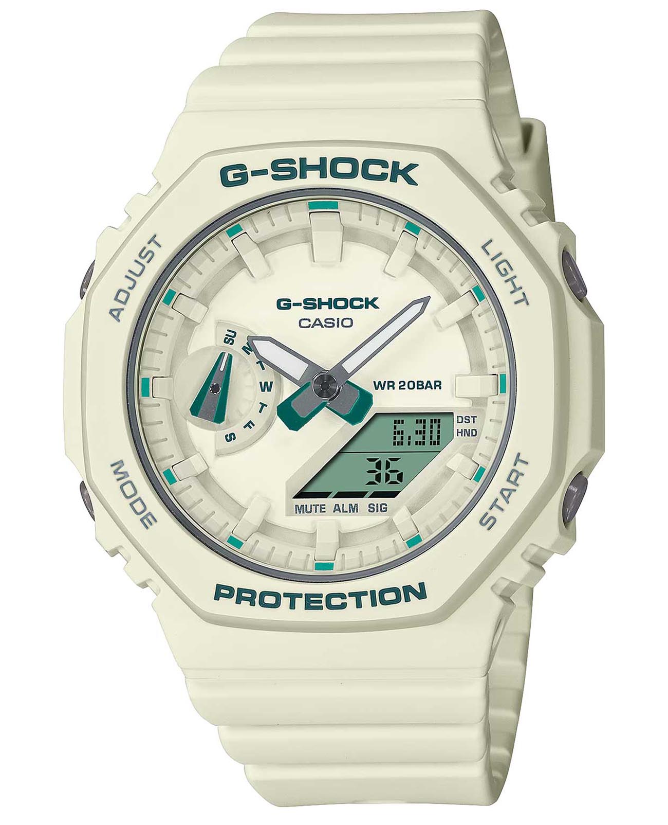 Casio Casio G-Shock GMA-S2100GA-7ADR (GMA-S2100GA-7A)  GMA-S2100GA-7A электронные женские часы бежевый циферблат, браслет пластик — вид спереди