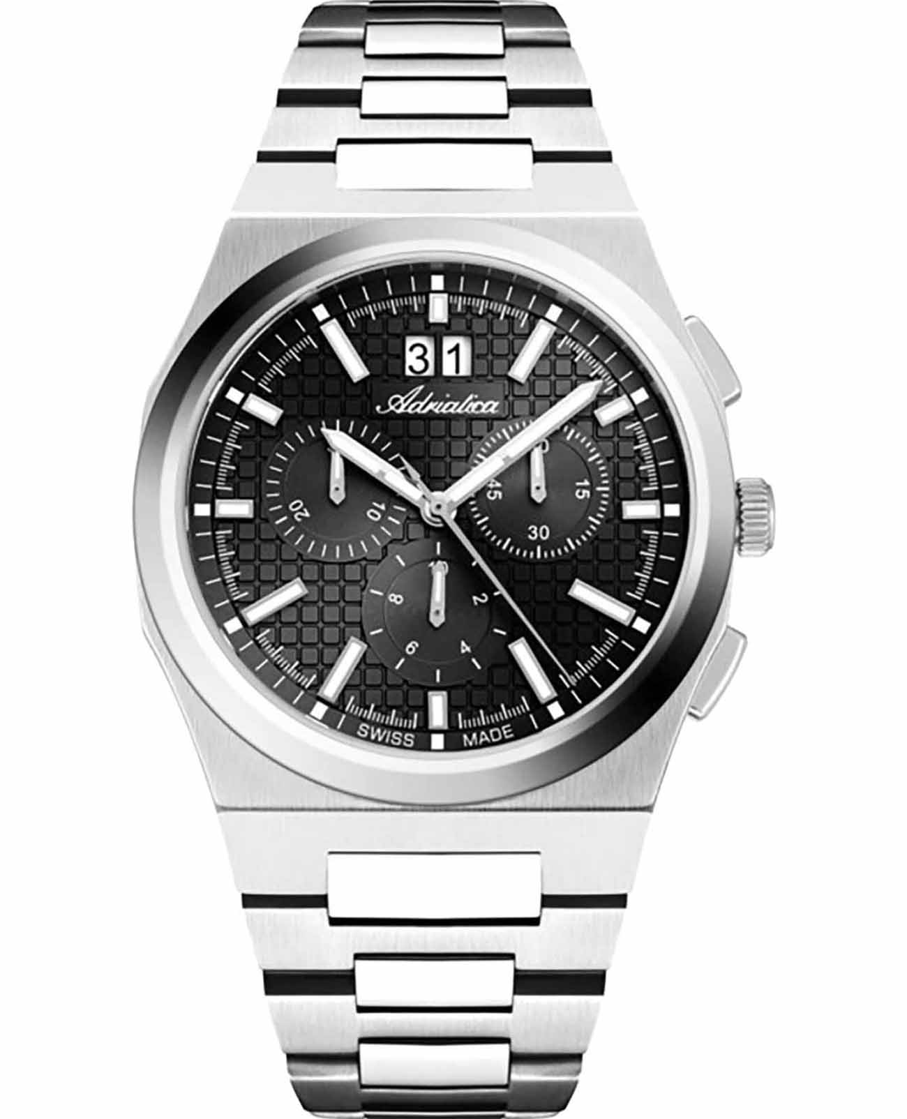 Adriatica Adriatica Premiere A8326.5114CH  A8326.5114CH кварцевые мужские часы черный циферблат, браслет нержавеющая сталь — вид спереди