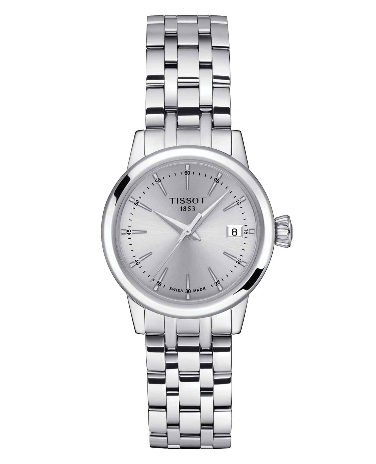 Tissot Tissot Classic Dream Lady T129.210.11.031.00 Classic Dream T1292101103100 кварцевые женские часы серебристый циферблат, браслет нержавеющая сталь — вид спереди